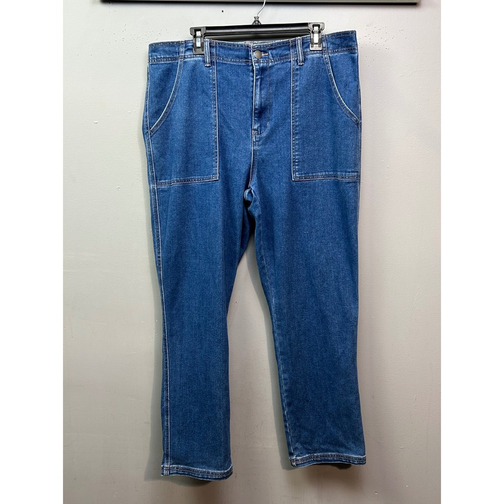 Knox Rose Womens XL Denim Pants Patch Pockets Elastic Waist Casual Jeans